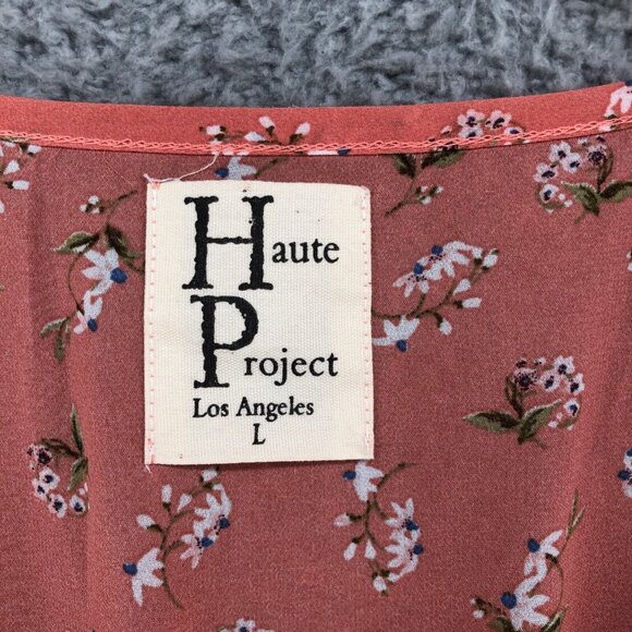 Haute Project Top Women Large Pink Floral Midi Prairie Sleeveless Kimono Open - Picture 5 of 13